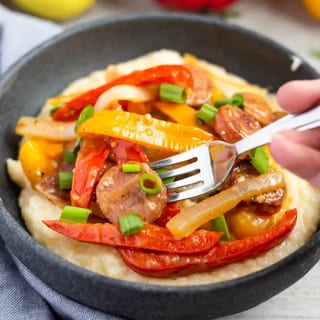 Sausage, Pineapple, Peppers & Grits